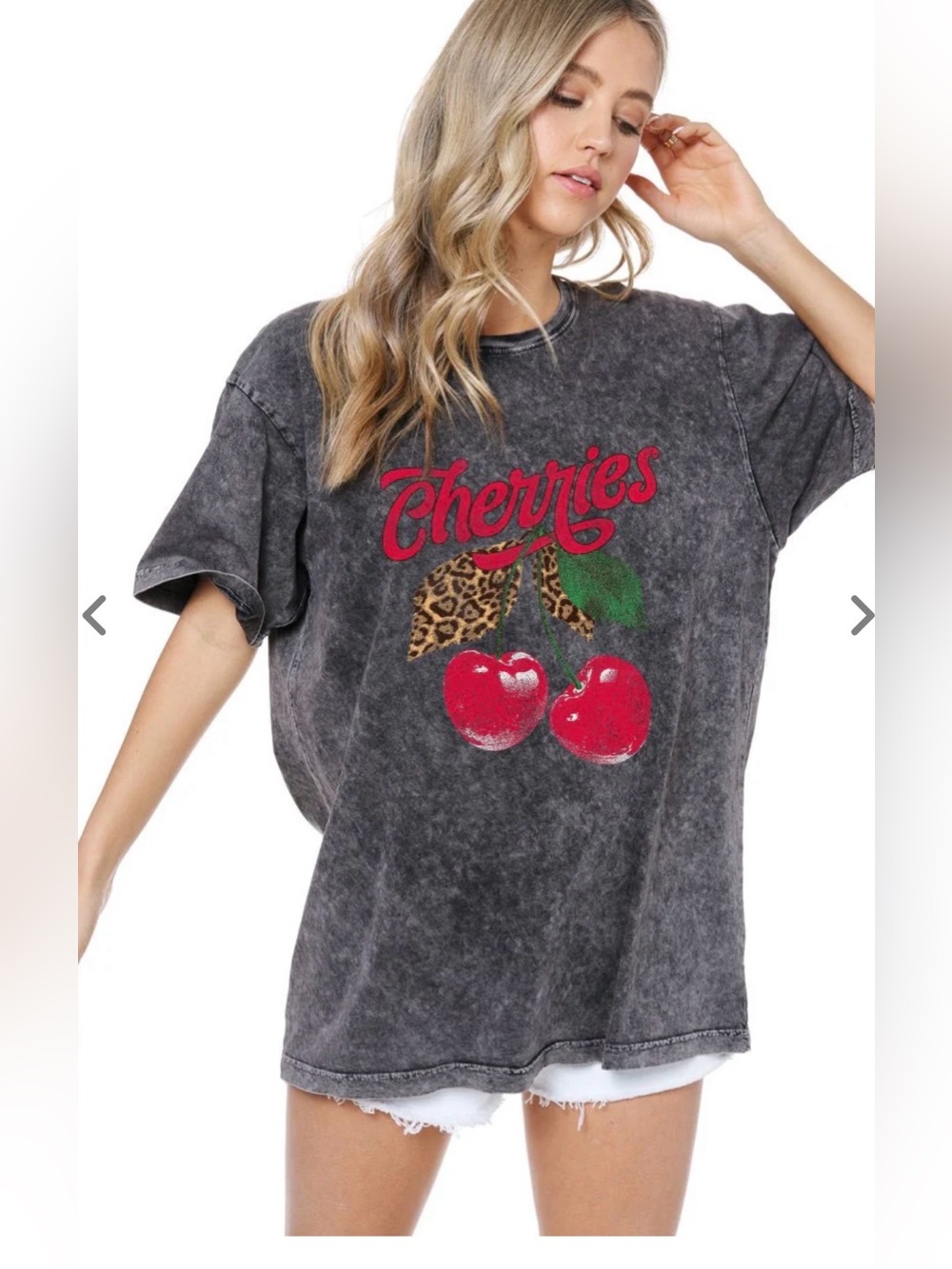 Cherries Graphic Short Sleeve Tee - Charcoal